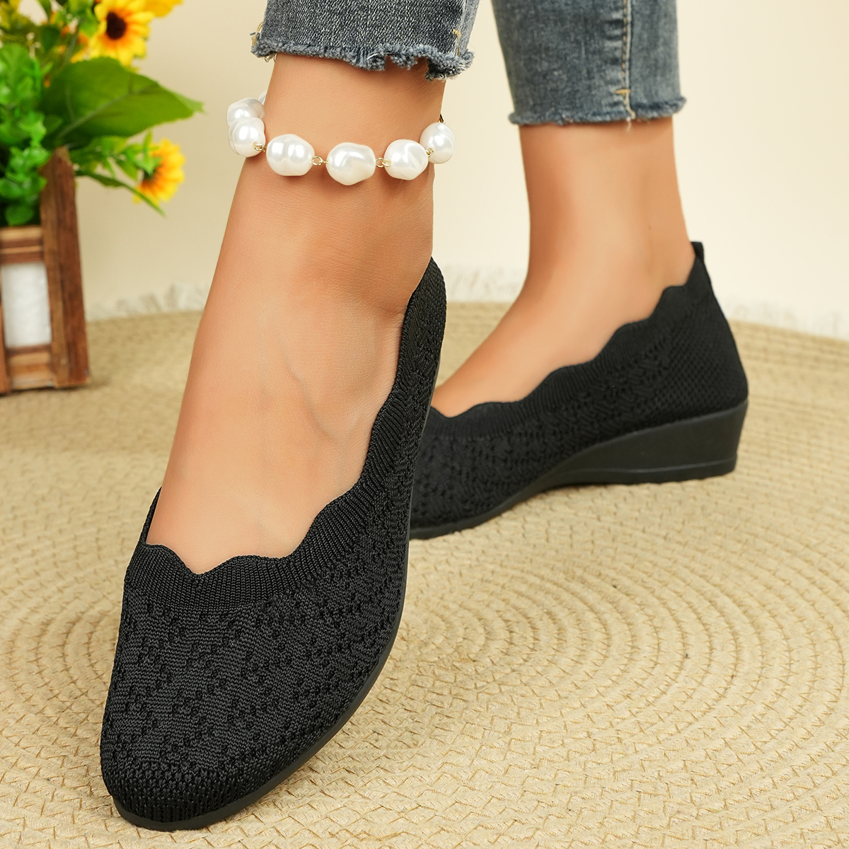Women's Breathable Knit Flats  - Women Shoes Casual ulasan dan harga