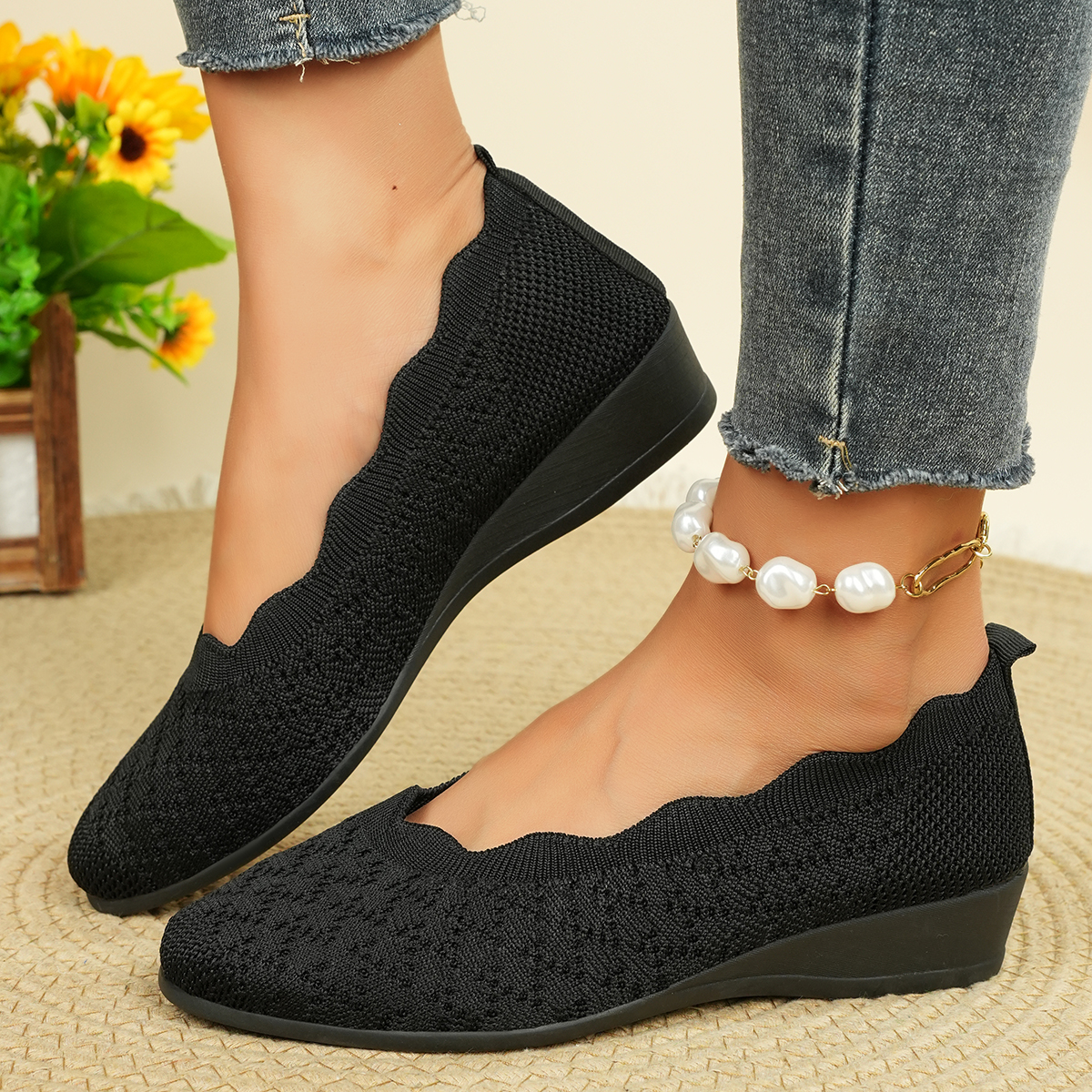 Women's Breathable Knit Flats  - Women Shoes Casual ulasan dan harga