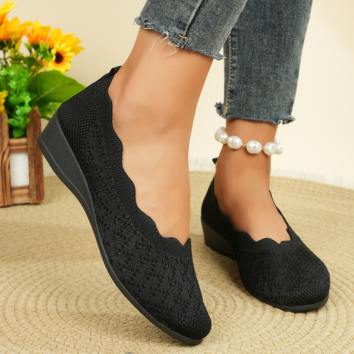 Women's Breathable Knit Flats  - Women Shoes Casual ulasan dan harga