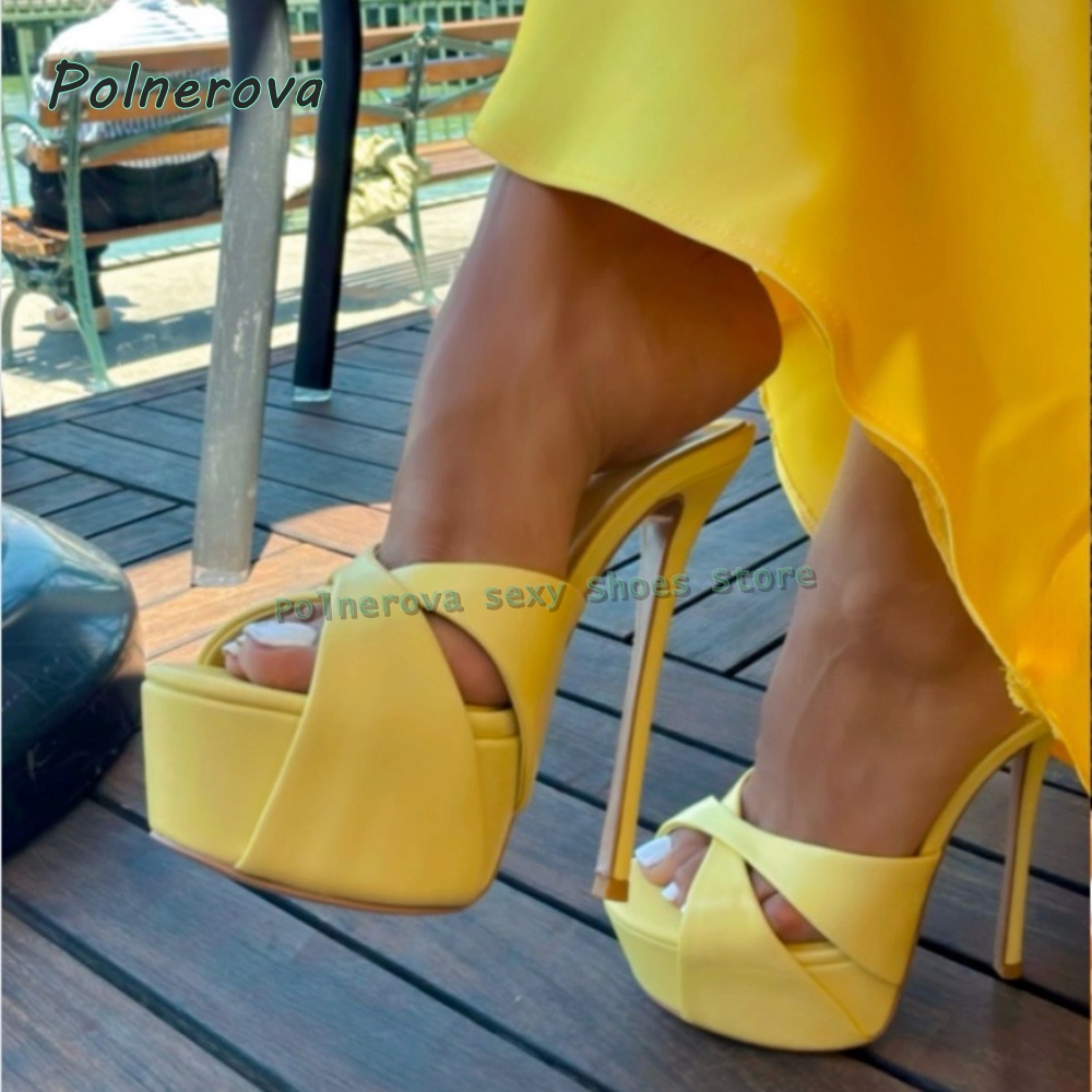 Women's Neon Yellow Peep Toe P - Women'S Shoes Yellow ulasan dan harga