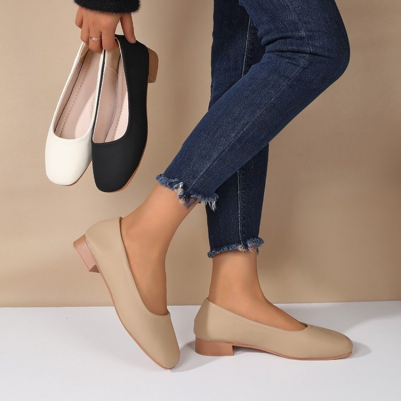 Soft Leather Round Toe Slip-On - Women Shoes Casual ulasan dan harga