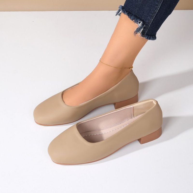 Soft Leather Round Toe Slip-On - Women Shoes Casual ulasan dan harga