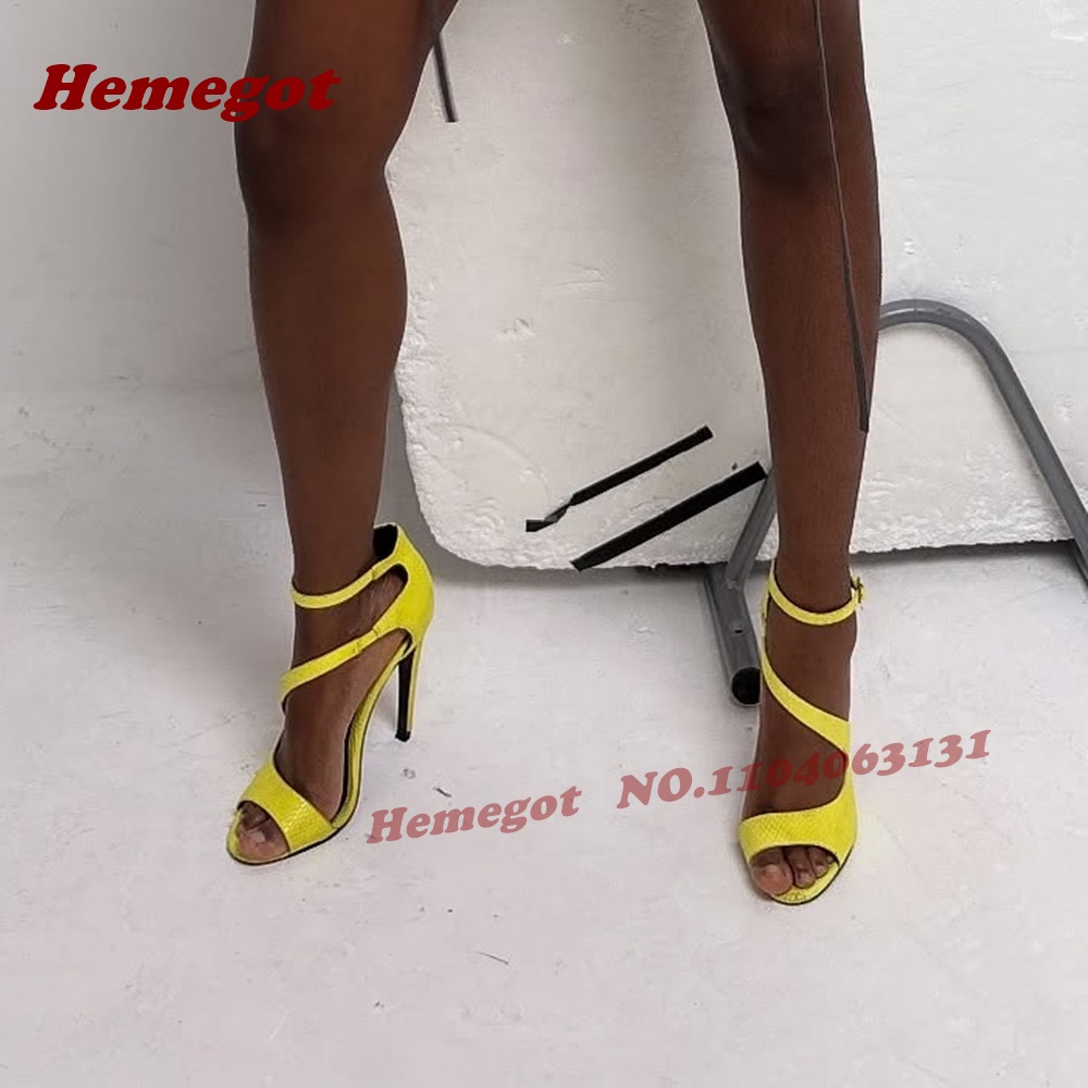 Neon Yellow Snake Print Sandal - Women'S Shoes Yellow ulasan dan harga