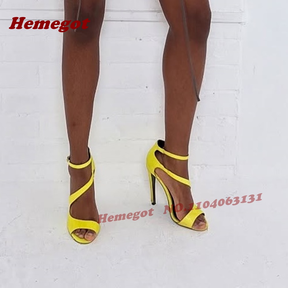 Neon Yellow Snake Print Sandal - Women'S Shoes Yellow ulasan dan harga