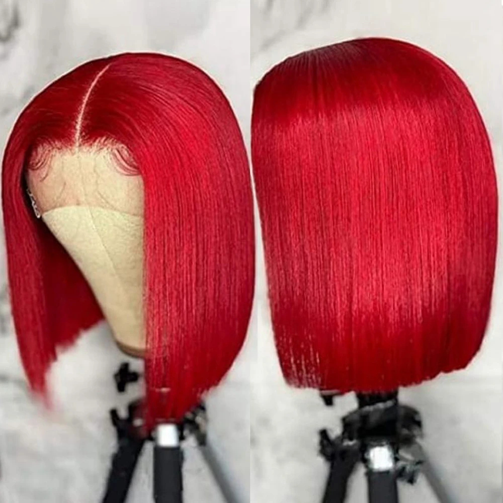 13x4 Short Bob Wig Hot Red Bur - Women'S Shoes Bobs ulasan dan harga