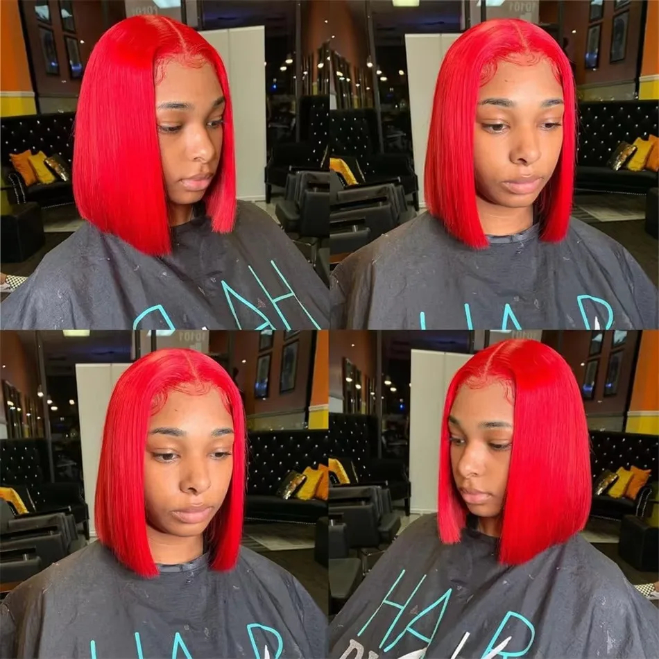 13x4 Short Bob Wig Hot Red Bur - Women'S Shoes Bobs ulasan dan harga