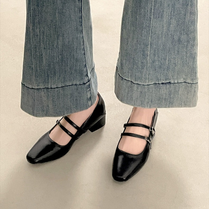 Square Toe Low Heel Women Silv - Women Shoes Casual ulasan dan harga