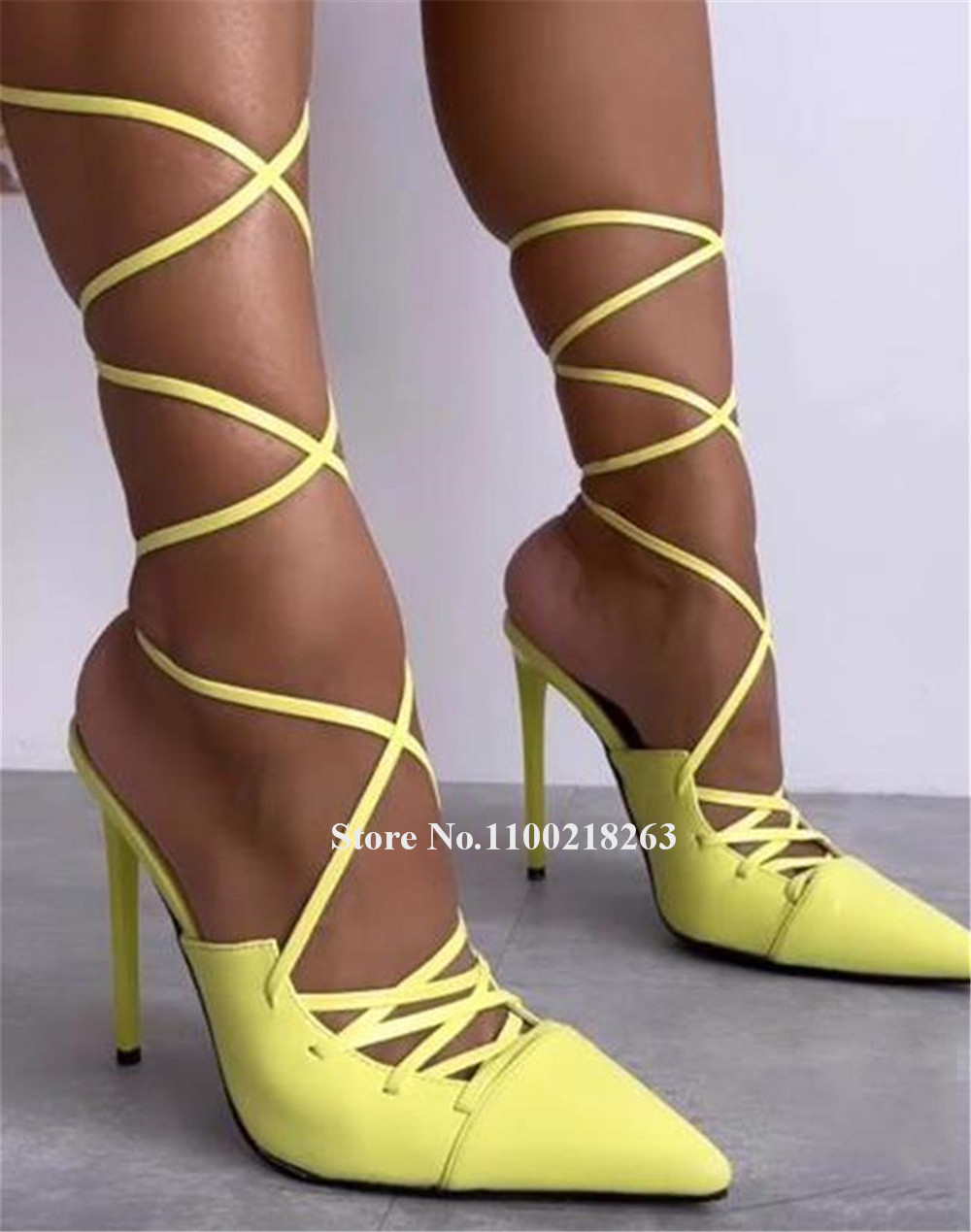 Lace-up Thin Heel Sandals Newe - Women'S Shoes Yellow ulasan dan harga