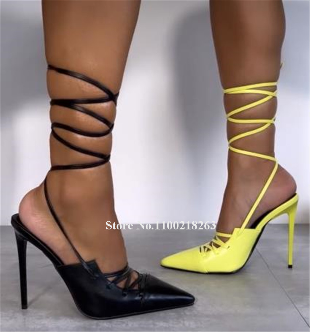 Lace-up Thin Heel Sandals Newe - Women'S Shoes Yellow ulasan dan harga